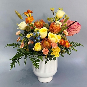 MD0523 香檳康乃馨 煙花菊 小蒼蘭 庭園玫瑰